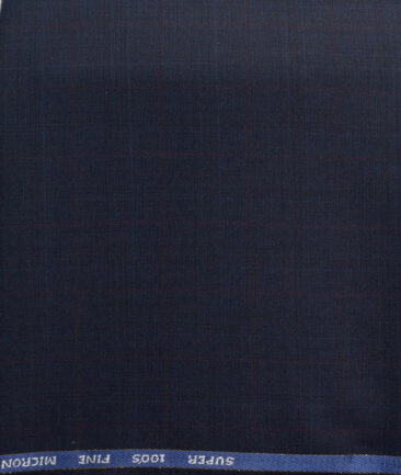 J.Hampstead Men's 30% Wool Super 100's Checks  Unstitched Trouser Fabric (Dark Blue) - Image 2