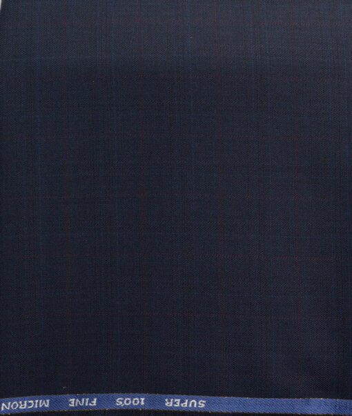 J.Hampstead Men's 30% Wool Super 100's Checks  Unstitched Trouser Fabric (Dark Blue) - Image 2