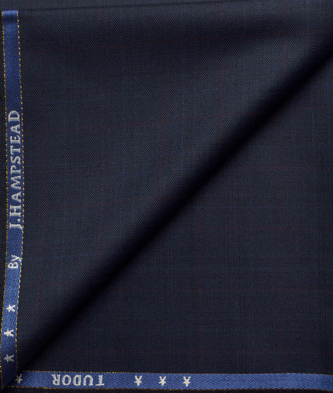 J.Hampstead Men's 30% Wool Super 100's Checks Unstitched Trouser Fabric (Dark Blue) - Image 1