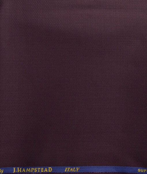 J.Hampstead Men's 30% Wool Super 120's Structured  Unstitched Trouser Fabric (Dark Wine) - Image 2