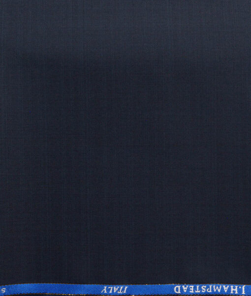 J.Hampstead Men's 30% Wool Super 120's Self Design  Unstitched Trouser Fabric (Dark Blue) - Image 2