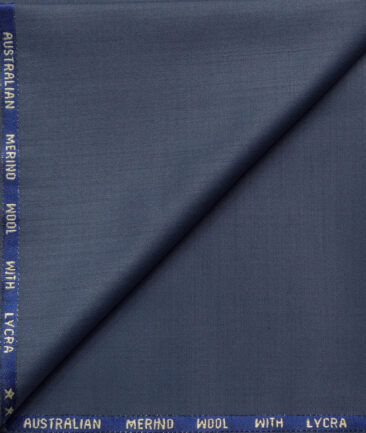 J.Hampstead Men's 50% Wool Super 140's Solids  Unstitched Trouser Fabric (Aegean Blue)