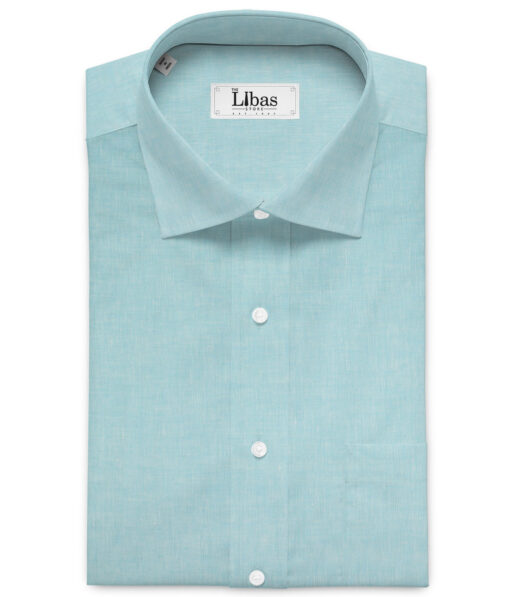 Burgoyne Men's 100% Irish Linen 60 LEA Solids  Unstitched Shirting Fabric (Arctic Blue)