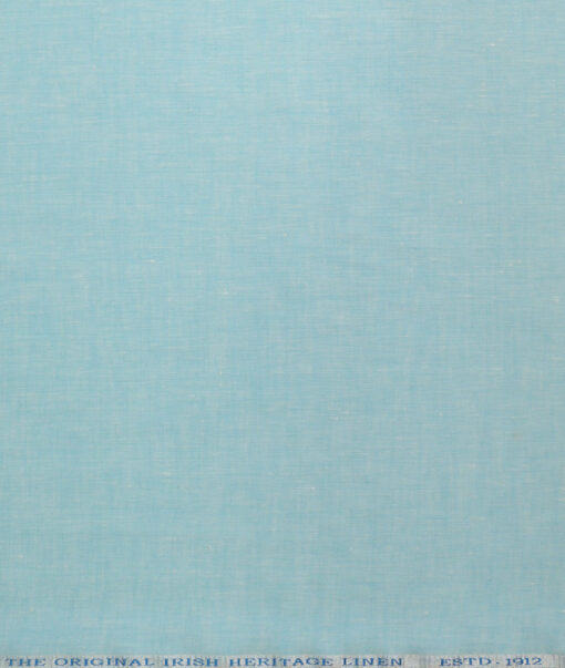 Burgoyne Men's 100% Irish Linen 60 LEA Solids  Unstitched Shirting Fabric (Arctic Blue)