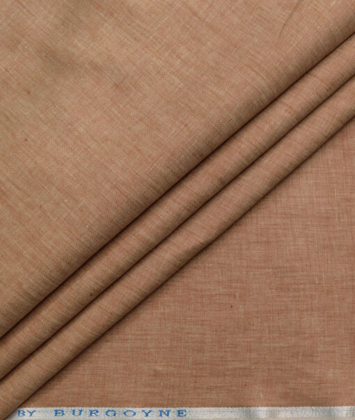Burgoyne Men's 100% Irish Linen 60 LEA Self Design  Unstitched Shirting Fabric (Caramel Brown)