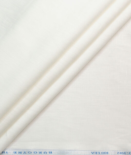 Burgoyne Men's 100% Irish Linen 100 LEA Solids  Unstitched Shirting Fabric (White)