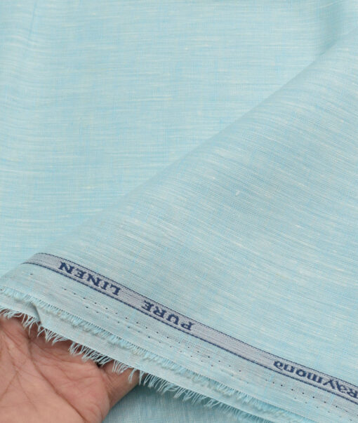 Raymond Men's 100% Pure Linen 60 LEA Solids  Unstitched Shirting Fabric (Arctic Blue)