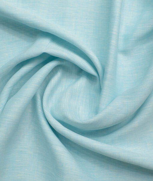 Raymond Men's 100% Pure Linen 60 LEA Solids  Unstitched Shirting Fabric (Arctic Blue)