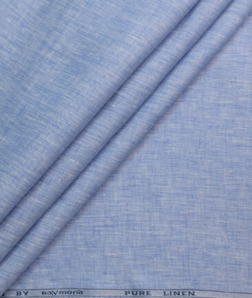 Raymond Men's 100% Pure Linen 60 LEA Self Design  Unstitched Shirting Fabric (Blue)