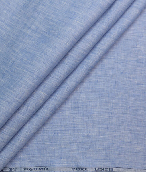 Raymond Men's 100% Pure Linen 60 LEA Self Design  Unstitched Shirting Fabric (Blue)