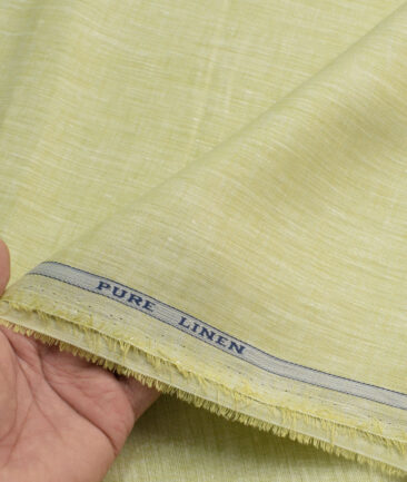 Raymond Men's 100% Pure Linen 60 LEA Self Design  Unstitched Shirting Fabric (Daffodil Yellow)