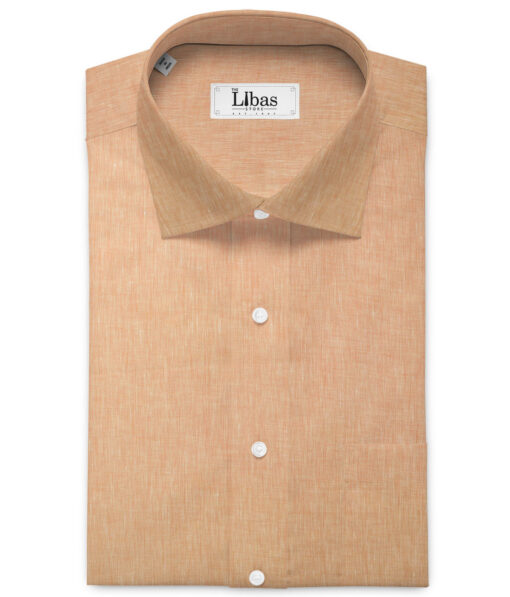 Raymond Men's 100% Pure Linen 60 LEA Self Design  Unstitched Shirting Fabric (Orange)
