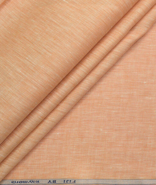 Raymond Men's 100% Pure Linen 60 LEA Self Design  Unstitched Shirting Fabric (Orange)