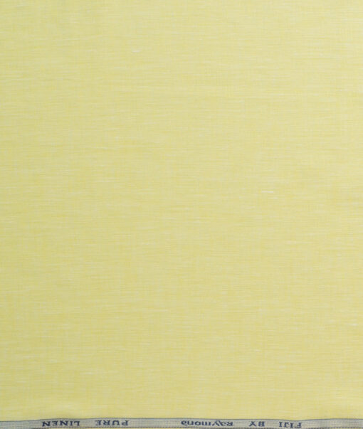 Raymond Men's 100% Pure Linen 60 LEA Solids  Unstitched Shirting Fabric (Yellow)