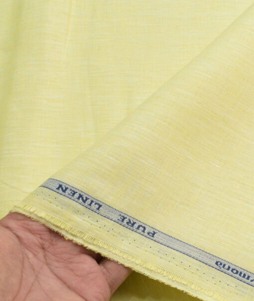 Raymond Men's 100% Pure Linen 60 LEA Solids  Unstitched Shirting Fabric (Yellow)