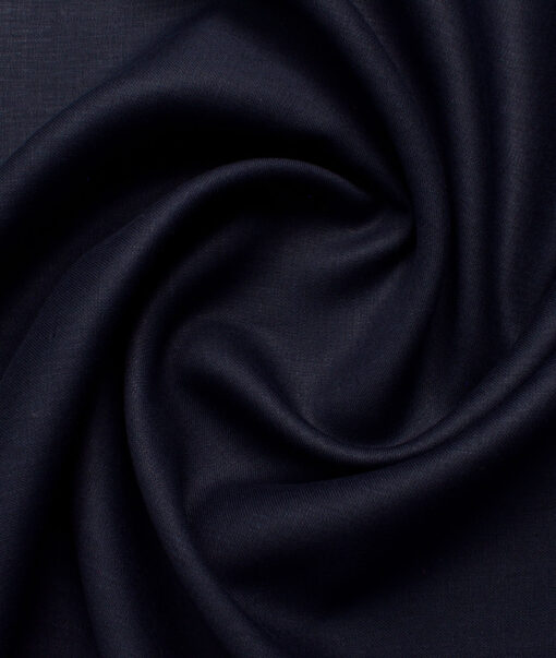 Linen Club Men's 100% Linen 30 LEA Solids  Unstitched Suiting Fabric (Dark Blue)