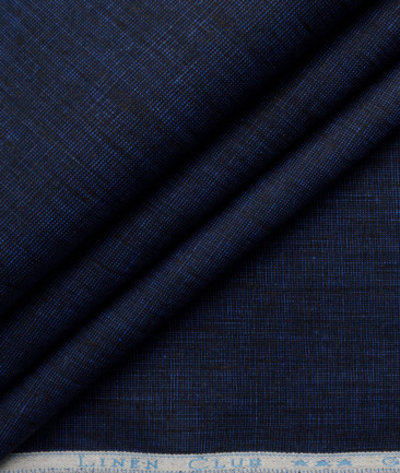Linen Club Men's 100% Linen 30 LEA Structured  Unstitched Suiting Fabric (Dark Royal Blue)