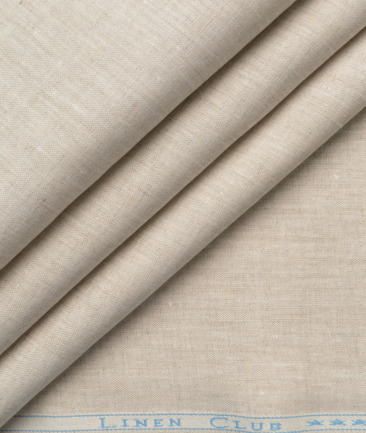 Linen Club Men's 100% Linen 30 LEA Solids  Unstitched Suiting Fabric (Natural Beige)