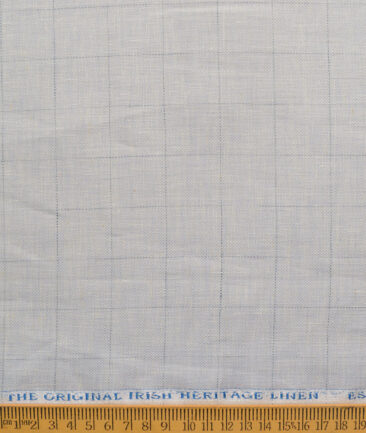 Burgoyne Men's 100% Linen 30 LEA Checks  Unstitched Suiting Fabric (Light Grey)