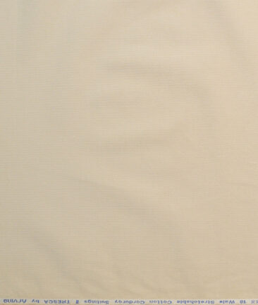 Arvind Tresca Men's Cotton Striped  Unstitched Stretchable Corduroy Trouser Fabric (Cream) - Image 4