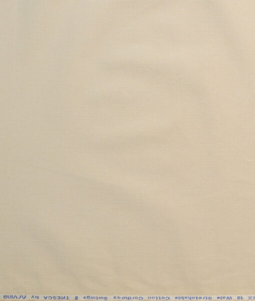 Arvind Tresca Men's Cotton Striped  Unstitched Stretchable Corduroy Trouser Fabric (Cream) - Image 4