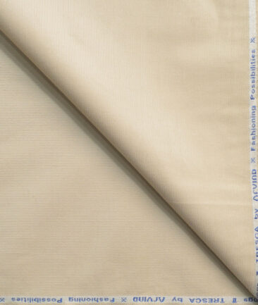Arvind Tresca Men's Cotton Striped  Unstitched Stretchable Corduroy Trouser Fabric (Cream)