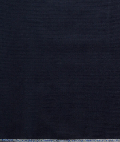 Arvind Tresca Men's Cotton Striped  Unstitched Stretchable Corduroy Trouser Fabric (Dark Blue) - Image 4