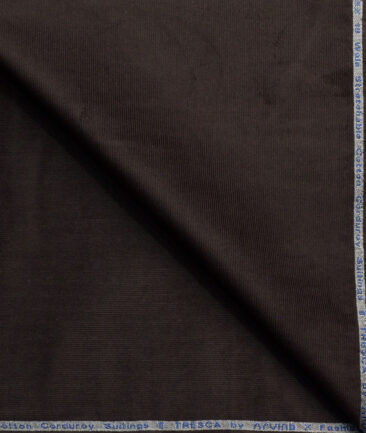 Arvind Tresca Men's Cotton Striped  Unstitched Stretchable Corduroy Trouser Fabric (Dark Brown)