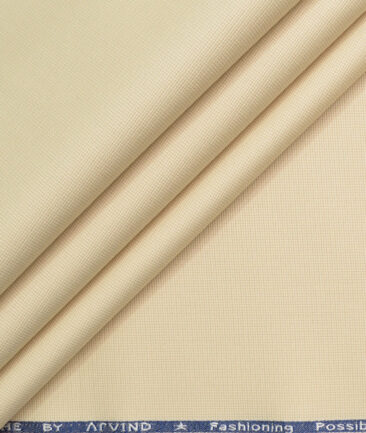 Arvind Men's Cotton Structured  Unstitched Stretchable Trouser Fabric (Beige)