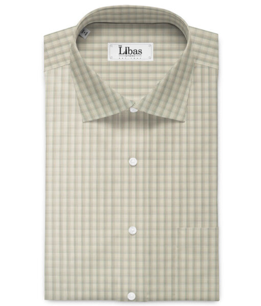 Raymond Men's 100% Cotton Checks  Unstitched Shirting Fabric (Cream & Brown) - Image 2
