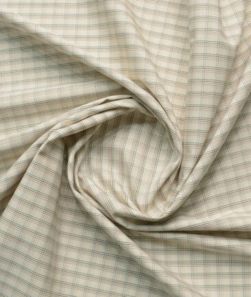Raymond Men's 100% Cotton Checks  Unstitched Shirting Fabric (Cream & Brown) - Image 4