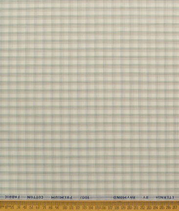 Raymond Men's 100% Cotton Checks  Unstitched Shirting Fabric (Cream & Brown) - Image 5