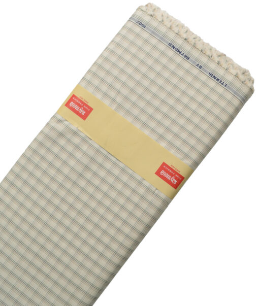 Raymond Men's 100% Cotton Checks  Unstitched Shirting Fabric (Cream & Brown) - Image 6