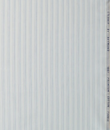 Raymond Men's 100% Cotton Striped  Unstitched Shirting Fabric (White & Blue) - Image 5