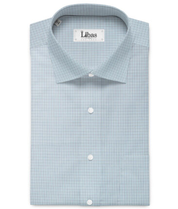 Raymond Men's 100% Cotton Striped  Unstitched Shirting Fabric (White & Firozi Blue) - Image 2