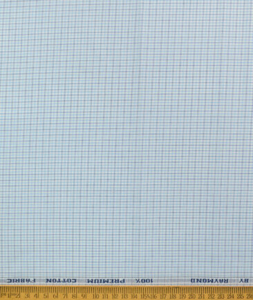 Raymond Men's 100% Cotton Striped  Unstitched Shirting Fabric (White & Firozi Blue) - Image 5