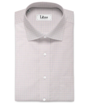 Raymond Men's 100% Cotton Checks  Unstitched Shirting Fabric (Pink) - Image 2