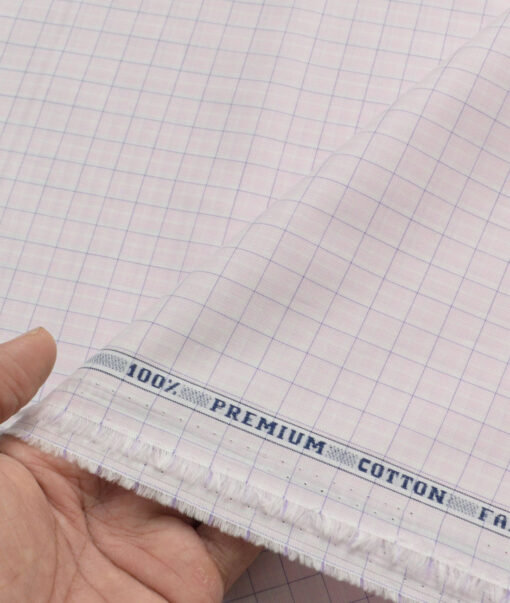 Raymond Men's 100% Cotton Checks  Unstitched Shirting Fabric (Pink) - Image 3