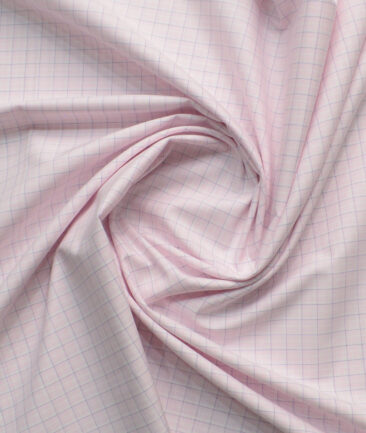 Raymond Men's 100% Cotton Checks  Unstitched Shirting Fabric (Pink) - Image 4