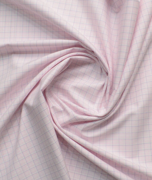 Raymond Men's 100% Cotton Checks  Unstitched Shirting Fabric (Pink) - Image 4