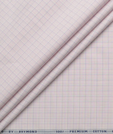 Raymond Men's 100% Cotton Checks  Unstitched Shirting Fabric (Pink)