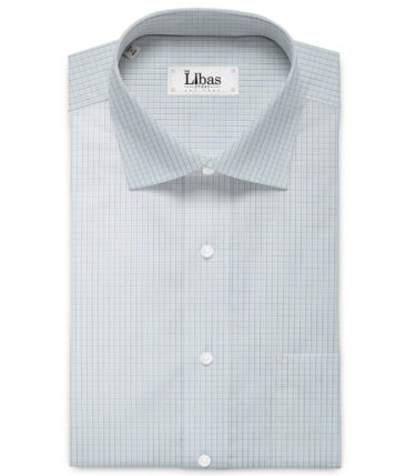 Raymond Men's 100% Cotton Checks  Unstitched Shirting Fabric (White & Royal Blue) - Image 2
