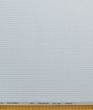 Raymond Men's 100% Cotton Checks  Unstitched Shirting Fabric (White & Royal Blue) - Image 5