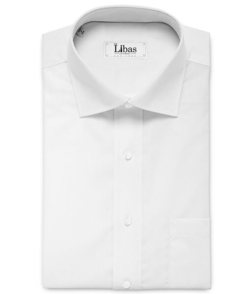 Cadini Men's Bamboo Solids  Unstitched Wrinkle Free Shirting Fabric (White)