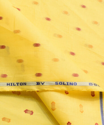 Solino Men's Cotton Lawn Self Design  Unstitched Kurta Fabric (Yellow)