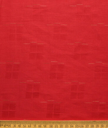 Solino Men's Cotton Self Design  Unstitched Kurta Fabric (Red) - Image 2