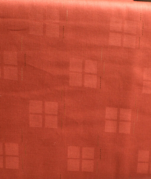 Solino Men's Cotton Self Design  Unstitched Kurta Fabric (Saffron Orange) - Image 3