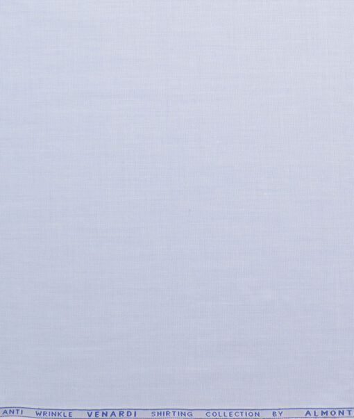 Almonti Men's Poly Cotton Solids  Unstitched Wrinkle Free Shirting Fabric (Sky Blue)