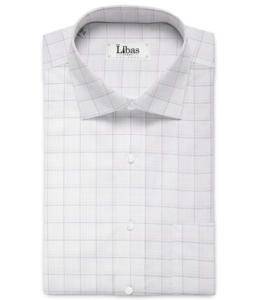 Siyaram's Men's  Poly Cotton Checks  Unstitched Shirting Fabric (White)