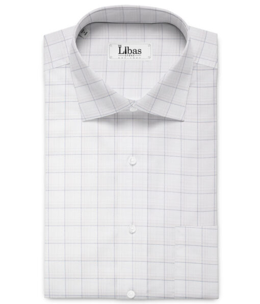 Siyaram's Men's  Poly Cotton Checks  Unstitched Shirting Fabric (White)